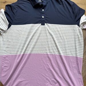 Puma Navy, Gray, and Pink Striped Polo Shirt